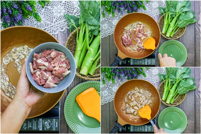 stir fried rice noodles with soy sauce and pork 19