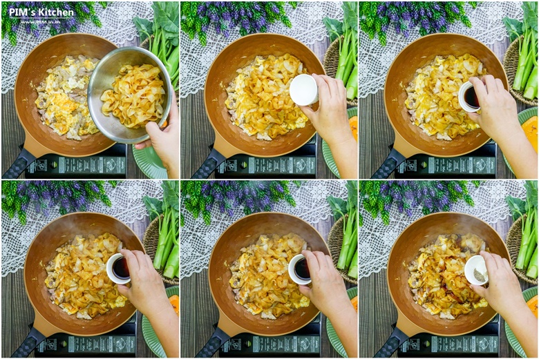 stir fried rice noodles with soy sauce and pork 21